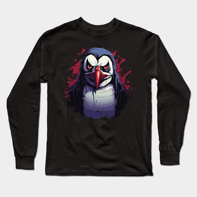 Creepy Penguin Halloween Design Long Sleeve T-Shirt by PaulJus